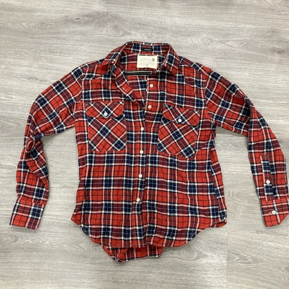 R13 Zipper Back Plaid Japanese Fabric Shirt. Small - Picture 7 of 11